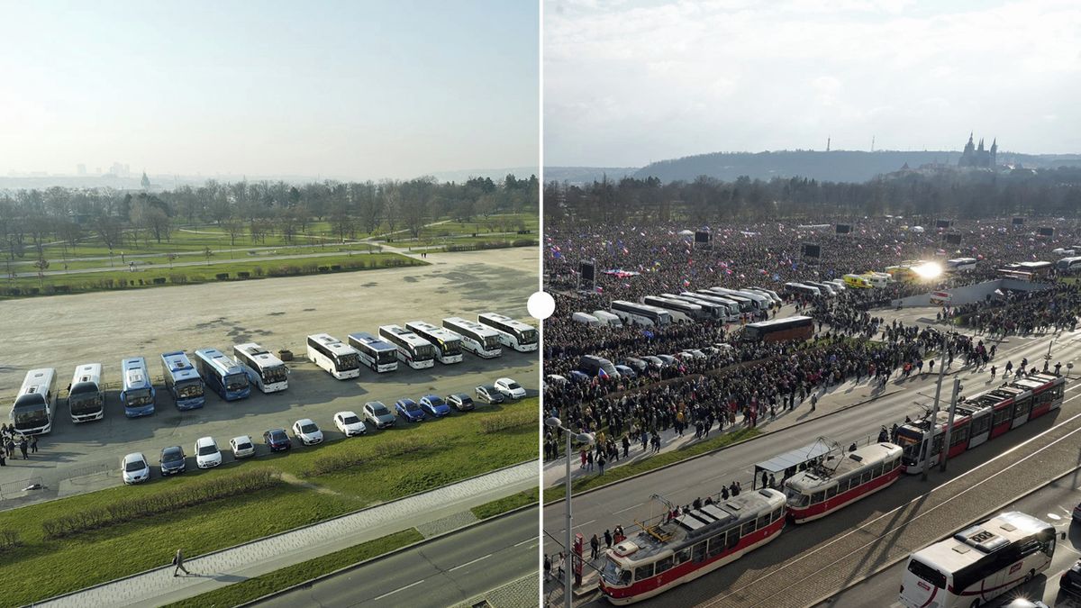 Prázdná a plná Letenská pláň. Podívejte se na srovnání